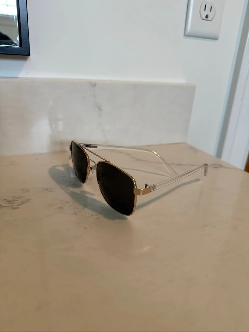 J. Crew Gold Frame Black Lens Aviator Sunglasses